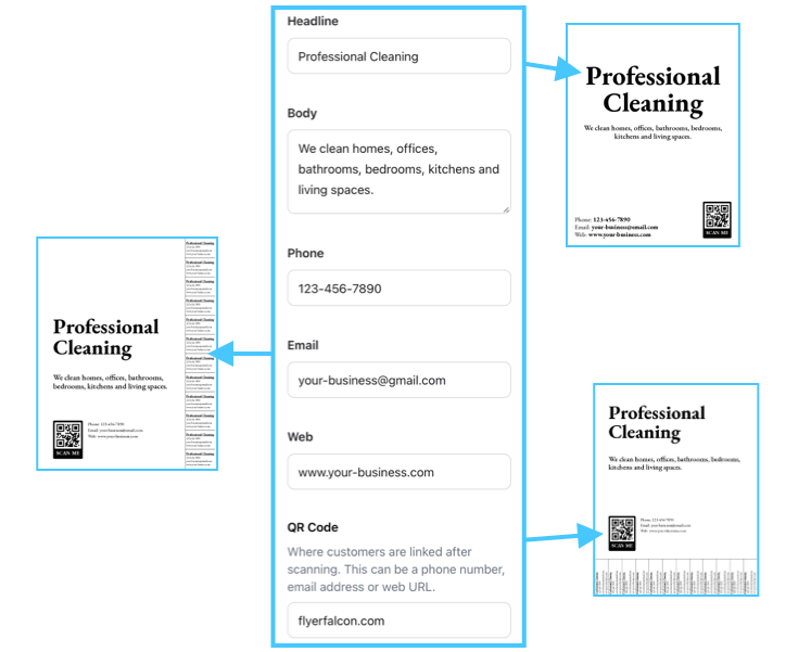 With a simple form entry system, your flyer's information can easily be adapted to any template type.